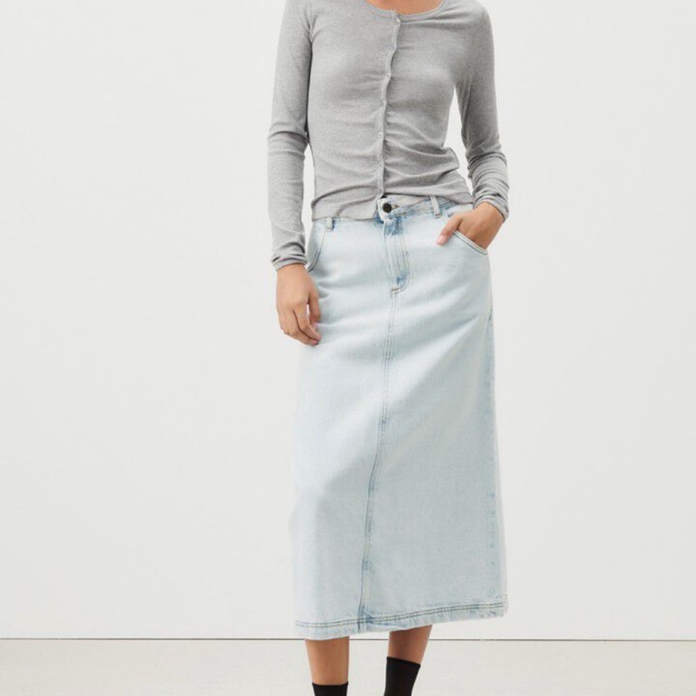 American Vintage Blue Denim Midi Skirt